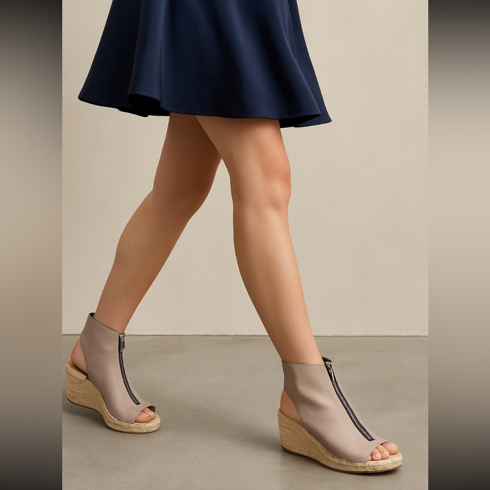 Celine Cream Leather Wedge Shoes - made in Spain